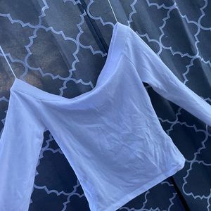 Plain White Long sleeve Off the shoulder top